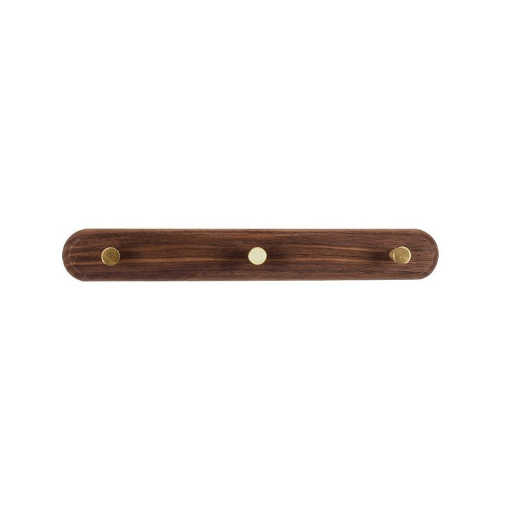 Wooden Wall Coat Rack with Brass Hooks - LignaHook-3 Hooks (32cm)-Black Walnut-State of Style