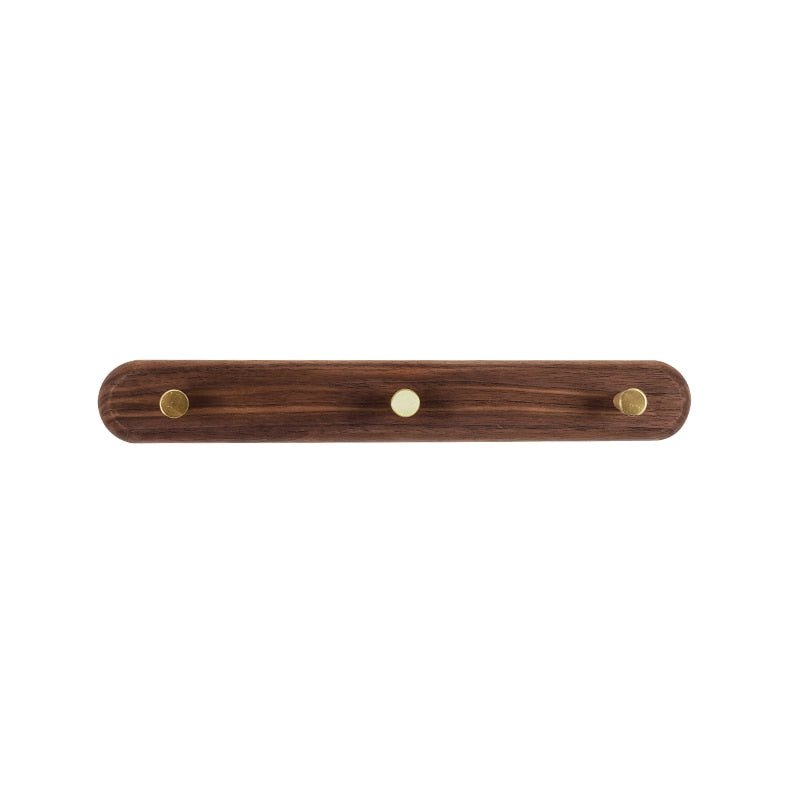 Wooden Wall Coat Rack with Brass Hooks - LignaHook-3 Hooks (32cm)-Black Walnut-State of Style