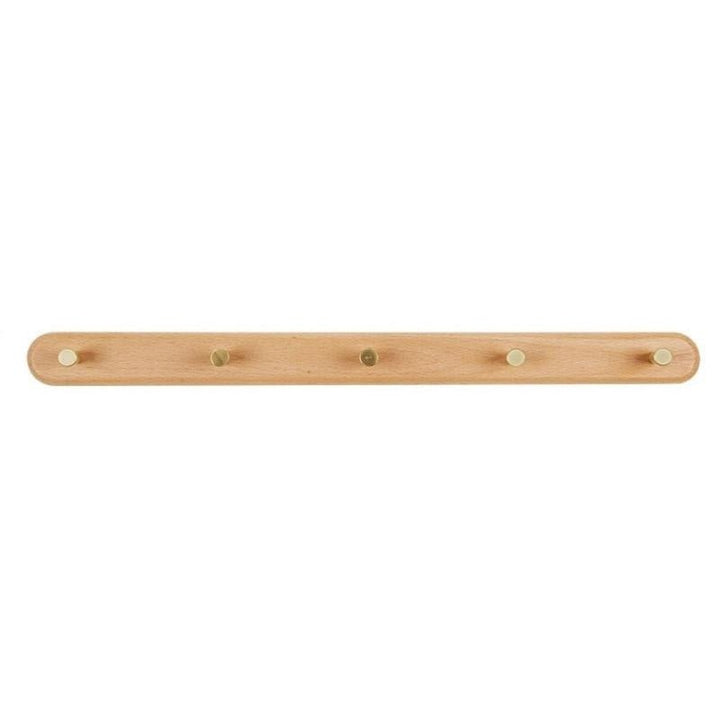 Wooden Wall Coat Rack with Brass Hooks - LignaHook-5 Hooks (56cm)-Beech wood-State of Style