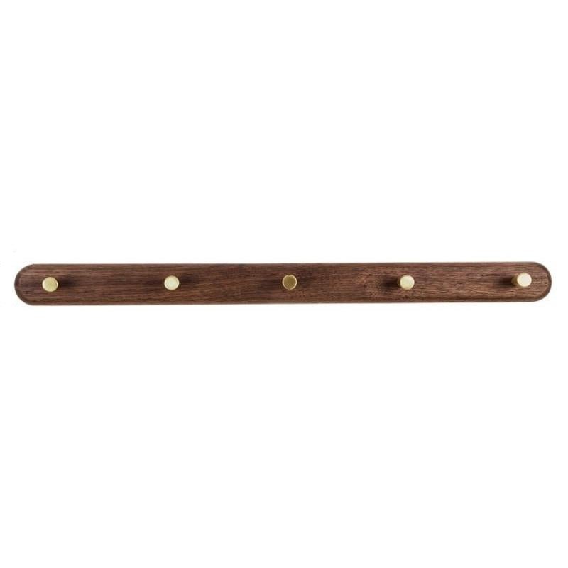 Wooden Wall Coat Rack with Brass Hooks - LignaHook-5 Hooks (56cm)-Black Walnut-State of Style