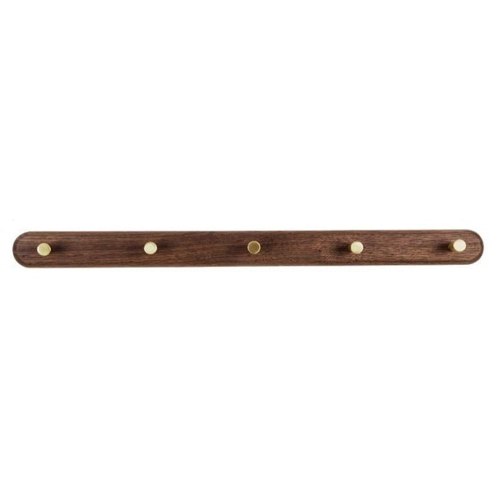 Wooden Wall Coat Rack with Brass Hooks - LignaHook-5 Hooks (56cm)-Black Walnut-State of Style