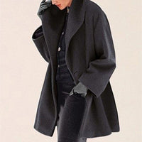Wool Women's Coat with Wide Collar - Mila-Black-S-State of Style