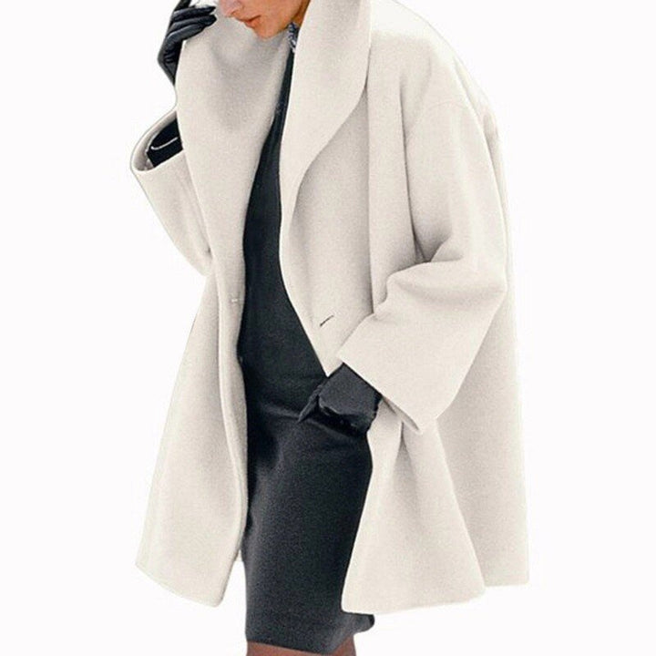 Wool Women's Coat with Wide Collar - Mila-Cream-S-State of Style