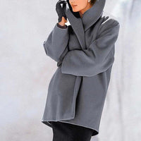 Wool Women's Coat with Wide Collar - Mila-Gray-S-State of Style