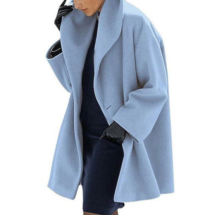 Wool Women's Coat with Wide Collar - Mila-Light Blue-S-State of Style