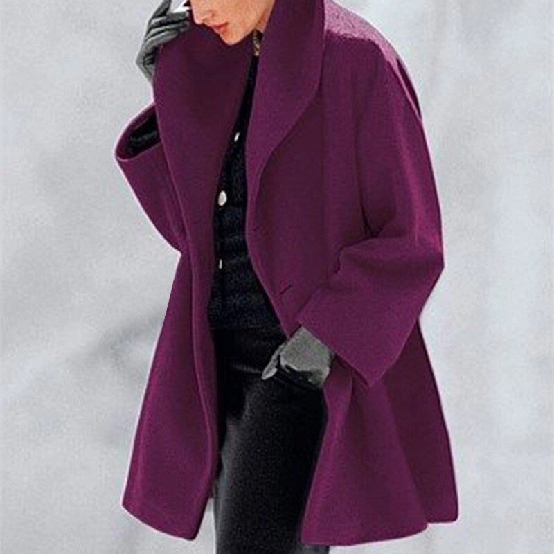 Wool Women's Coat with Wide Collar - Mila-Purple-S-State of Style
