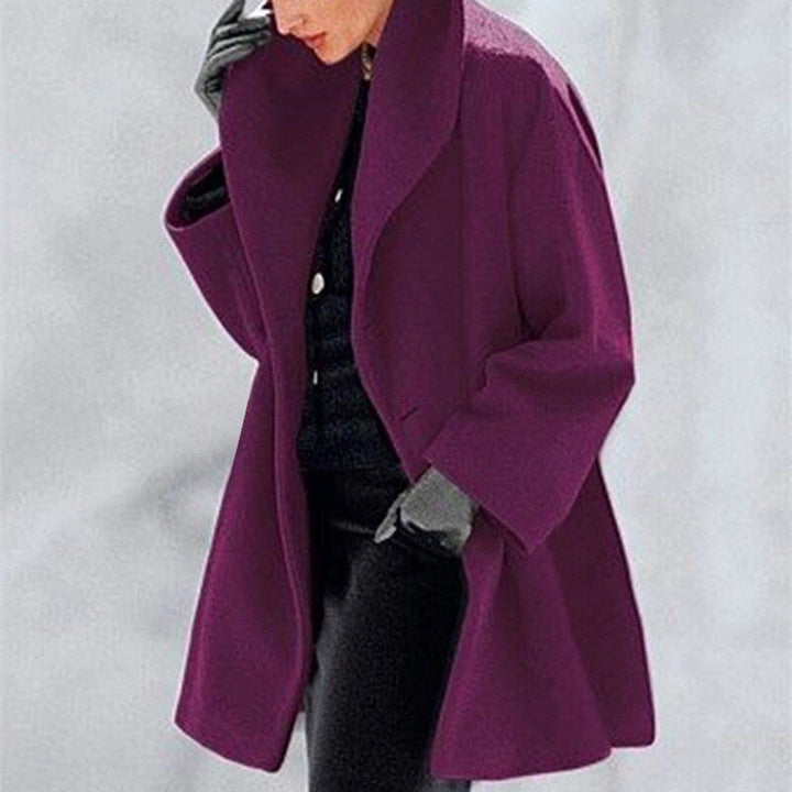 Wool Women's Coat with Wide Collar - Mila-Purple-S-State of Style