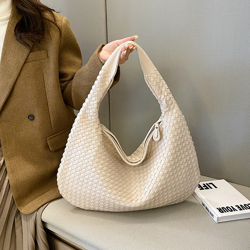 Woven Shoulder Bag - Camille-Beige-State of Style