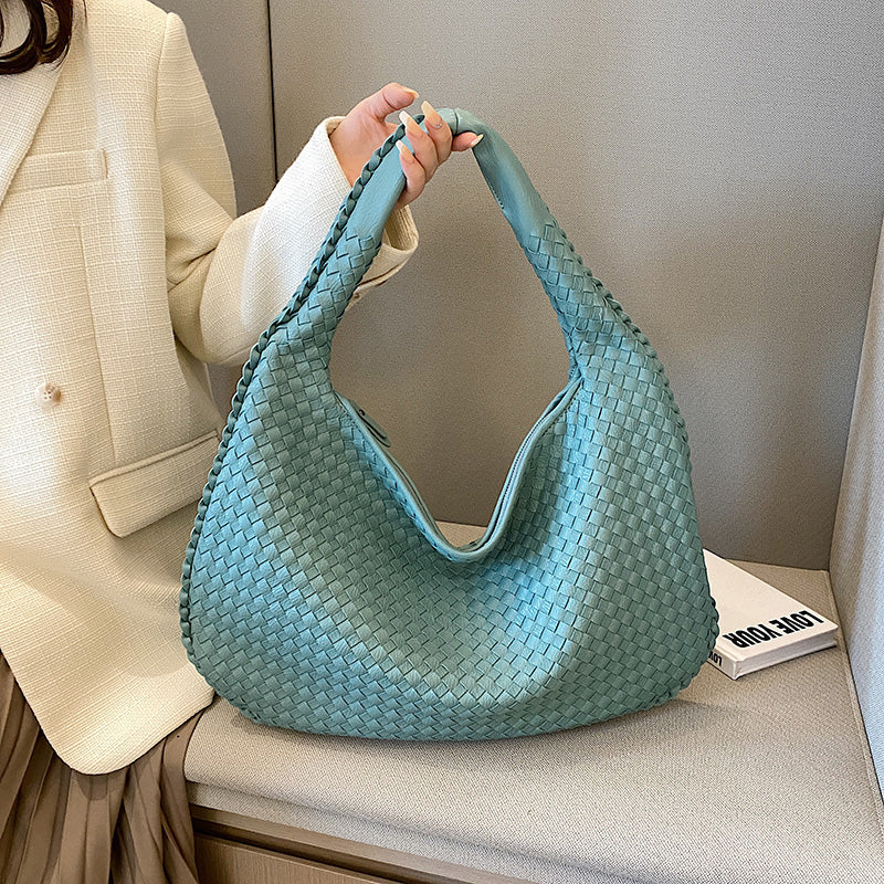 Woven Shoulder Bag - Camille-Blue-State of Style