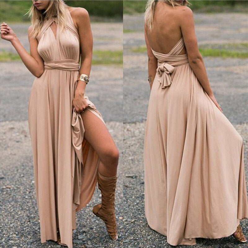 Wrap dress with adjustable top & versatile wearing options – Noelia-Champagne-S-State of Style