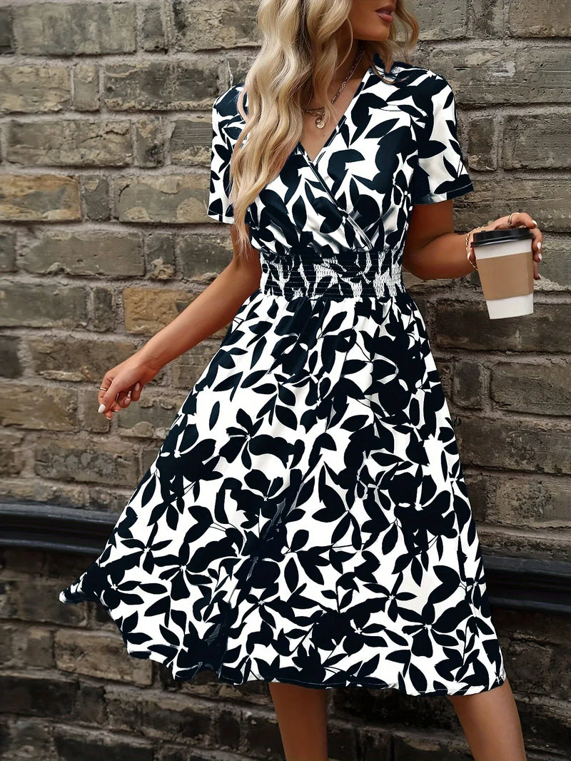 Wrap Dress with Floral Pattern | Livia | Fresh and Stylish-Black-M-State of Style