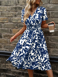 Wrap Dress with Floral Pattern | Livia | Fresh and Stylish-Sea Blue-M-State of Style