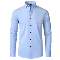 Wrinkle-Free Comfort Shirt | Stylish and Crease-Free - Lorenzo-Light Blue-38-State of Style