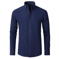 Wrinkle-Free Comfort Shirt | Stylish and Crease-Free - Lorenzo-Navy Blue-38-State of Style