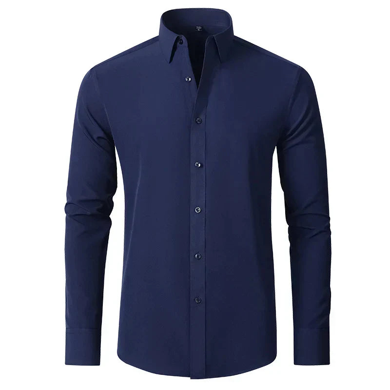 Wrinkle-Free Comfort Shirt | Stylish and Crease-Free - Lorenzo-Navy Blue-38-State of Style