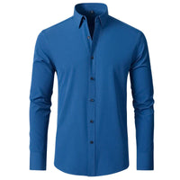 Wrinkle-Free Comfort Shirt | Stylish and Crease-Free - Lorenzo-Teal Blue-38-State of Style