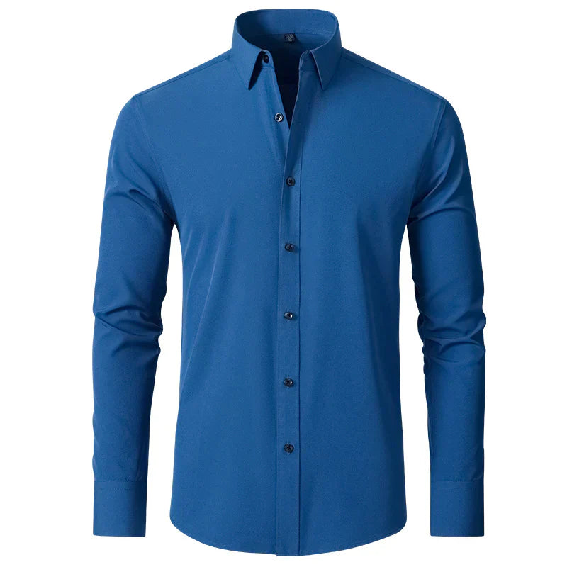 Wrinkle-Free Comfort Shirt | Stylish and Crease-Free - Lorenzo-Teal Blue-38-State of Style
