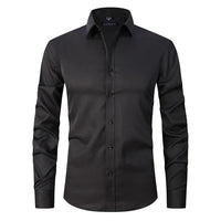 Wrinkle-Free Elastic Men's Shirt - Noah-Black-S-State of Style