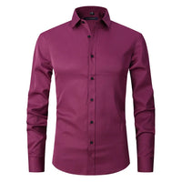 Wrinkle-Free Elastic Men's Shirt - Noah-Dark Pink-S-State of Style