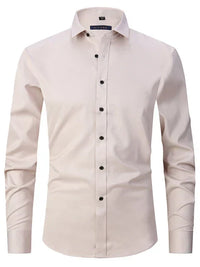 Wrinkle-Free Elastic Men's Shirt - Noah-Khaki-S-State of Style