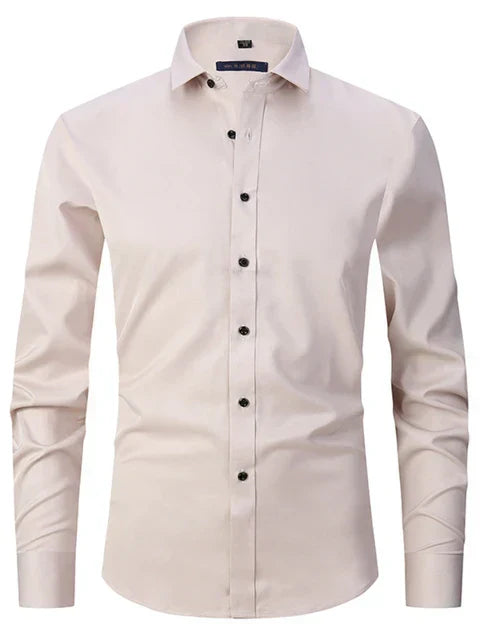Wrinkle-Free Elastic Men's Shirt - Noah-Khaki-S-State of Style