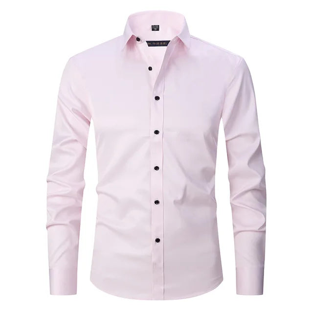 Wrinkle-Free Elastic Men's Shirt - Noah-Pink-S-State of Style