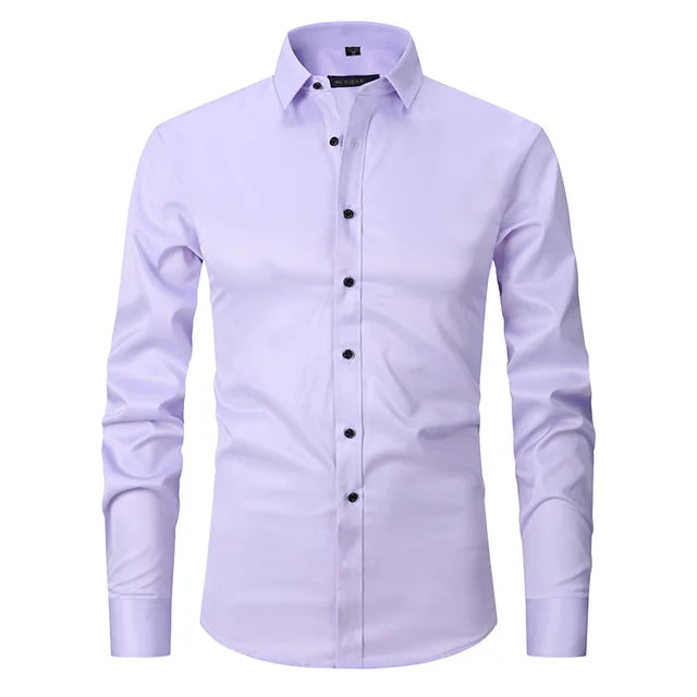 Wrinkle-Free Elastic Men's Shirt - Noah-Purple-S-State of Style