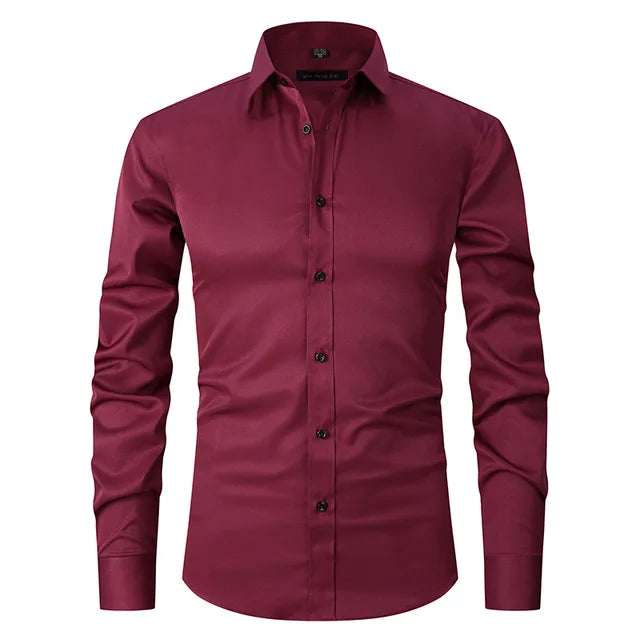 Wrinkle-Free Elastic Men's Shirt - Noah-Red-S-State of Style