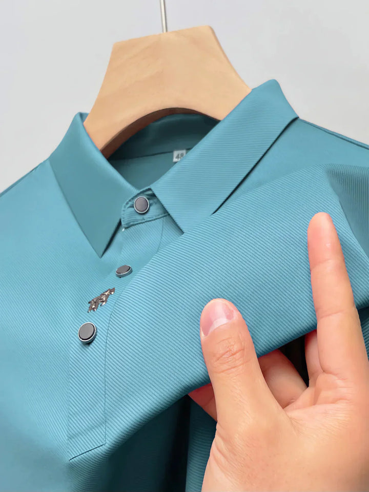 Wrinkle-Free Muscle Fit Polo Shirt | Durable-Glacier-M-State of Style