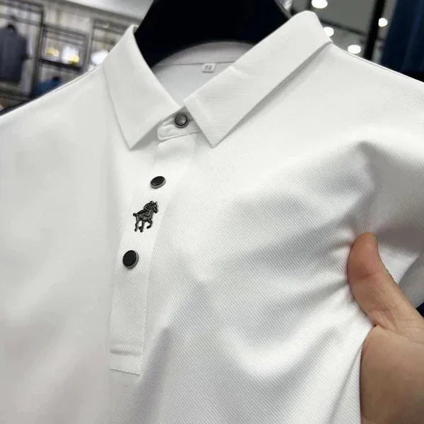 Wrinkle-Free Muscle Fit Polo Shirt | Durable-White-M-State of Style