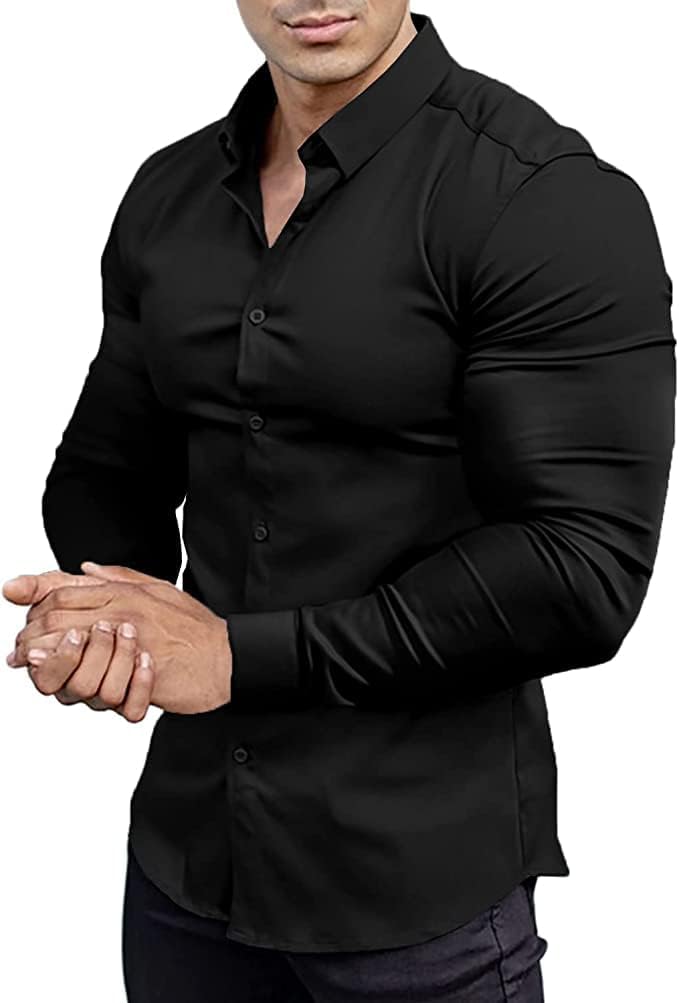 Wrinkle-Free Slim Fit Shirt for Men - David-Black-S-State of Style