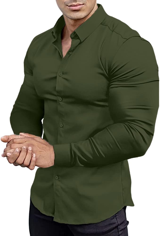 Wrinkle-Free Slim Fit Shirt for Men - David-Dark green-S-State of Style