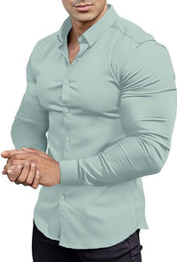 Wrinkle-Free Slim Fit Shirt for Men - David-Light green-S-State of Style
