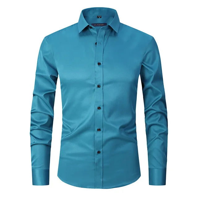 Wrinkle-Free Stretch Men's Shirt - Noah-Blue-S-State of Style