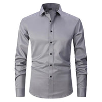 Wrinkle-Free Stretch Men's Shirt - Noah-Grey-S-State of Style