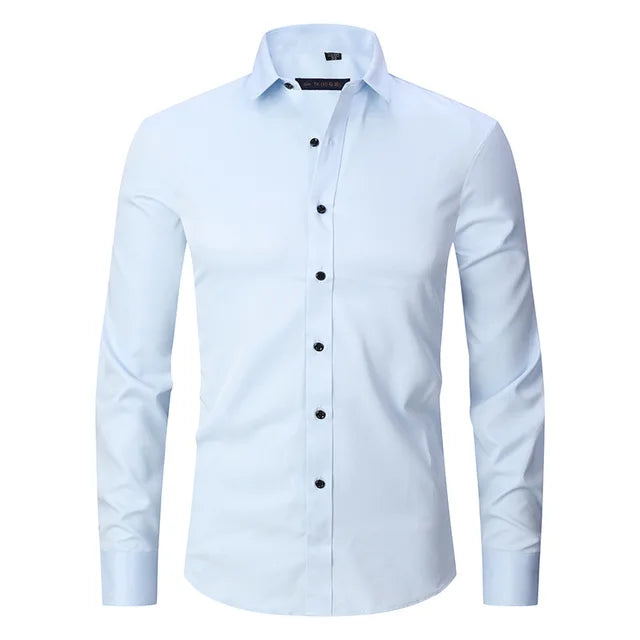 Wrinkle-Free Stretch Men's Shirt - Noah-Light Blue-S-State of Style