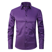 Wrinkle-Free Stretch Men's Shirt - Noah-Purple-S-State of Style