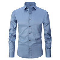 Wrinkle-Free Stretch Men's Shirt - Noah-Slate Blue-S-State of Style