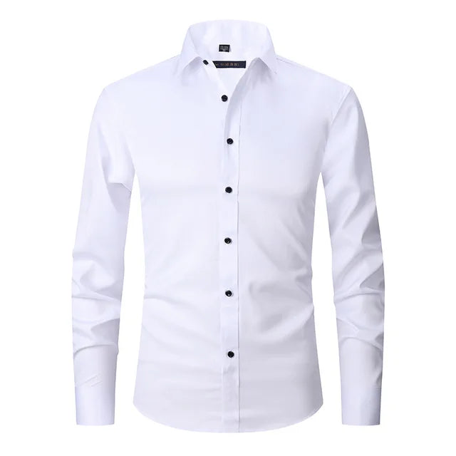 Wrinkle-Free Stretch Men's Shirt - Noah-White-S-State of Style