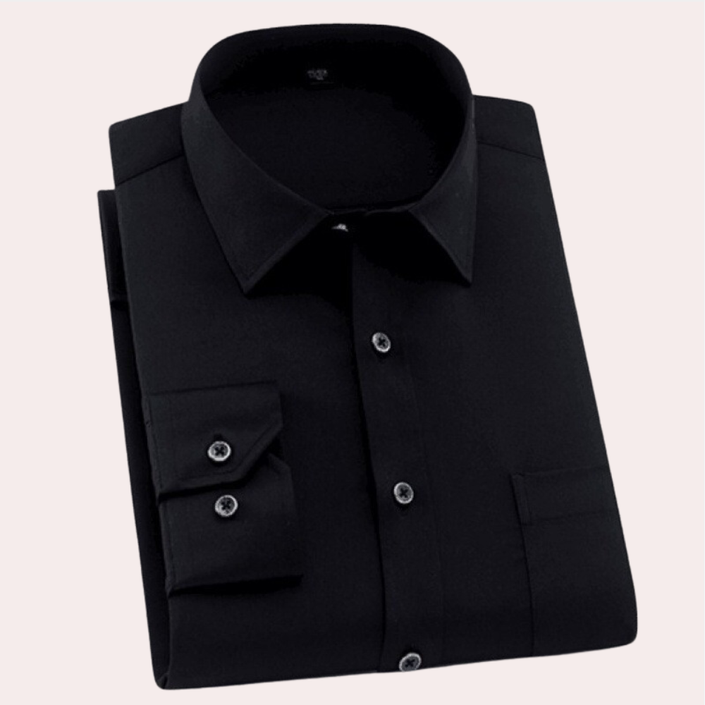 Wrinkle-Free Stretch Men's Shirt - Vince-Black-S-State of Style