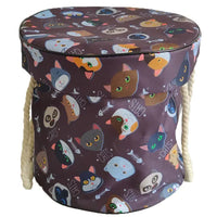 Large foldable toy tidy-up mat with basket function for the children's room.