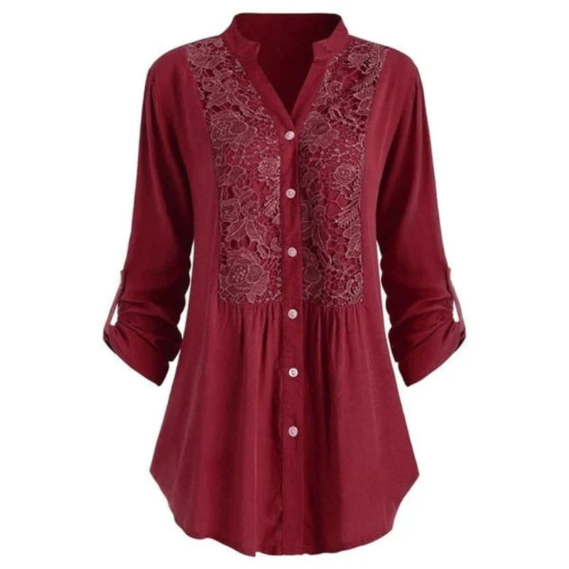 Xandra Blouse | Long & Elegant-Red-S-State of Style