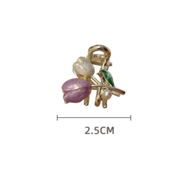 Xandra Traditional Hair Accessories – Elegant Flower Pearl Hair Clips-Pink-State of Style
