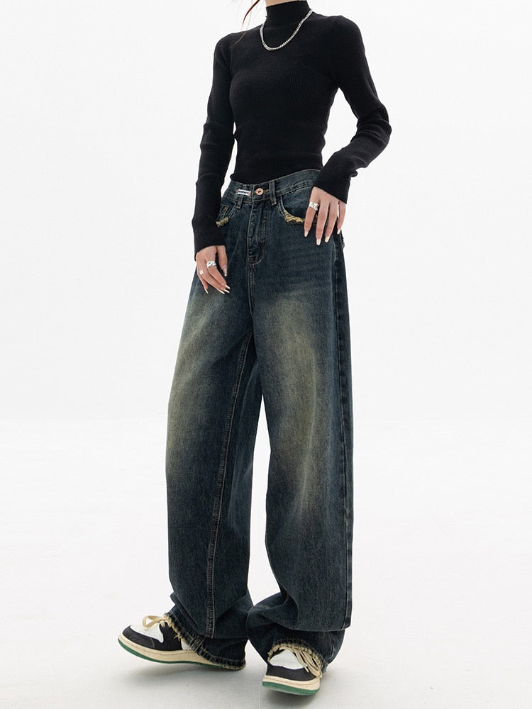 Y2K Vintage Baggy Women's Jeans - Luna-Blue Grey-S-State of Style