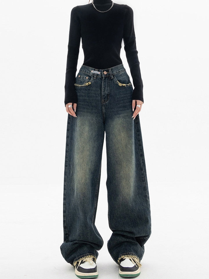 Y2K Vintage Baggy Women's Jeans - Luna-Blue Grey-S-State of Style