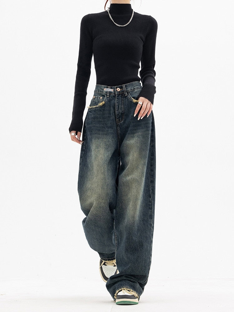 Y2K Vintage Baggy Women's Jeans - Luna-Blue Grey-S-State of Style