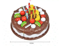 Plastic toy cake for children to count, slice and decorate.