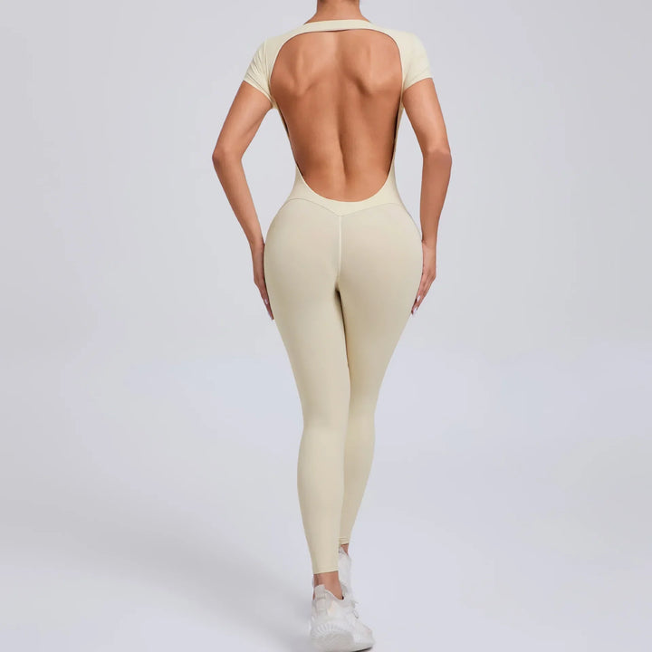 Yoga Jumpsuit with Breathable & Flexible Design - Luna-Beige-L-State of Style