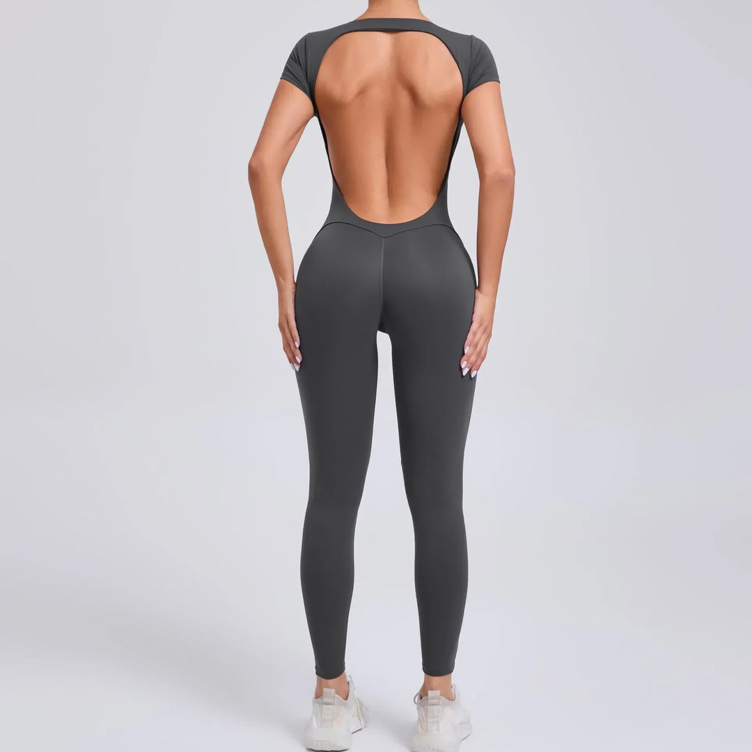 Yoga Jumpsuit with Breathable & Flexible Design - Luna-Grey-M-State of Style