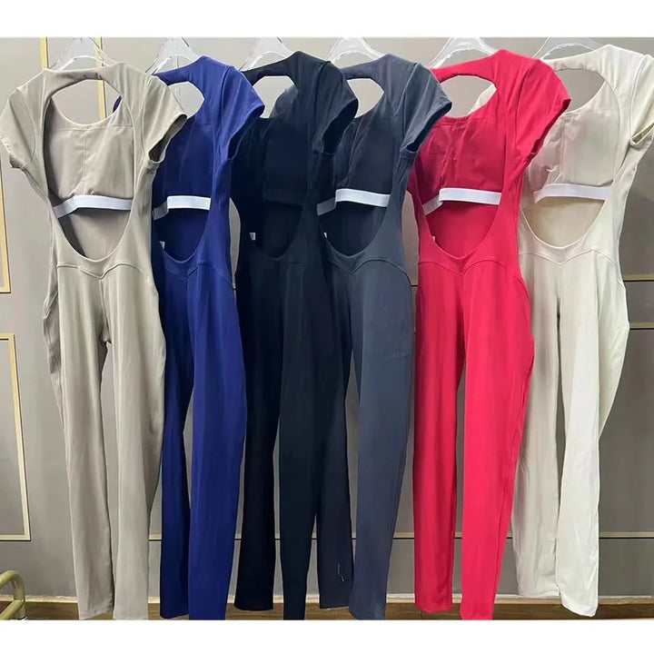 Yoga Jumpsuit with Breathable & Flexible Design - Luna-Red-S-State of Style